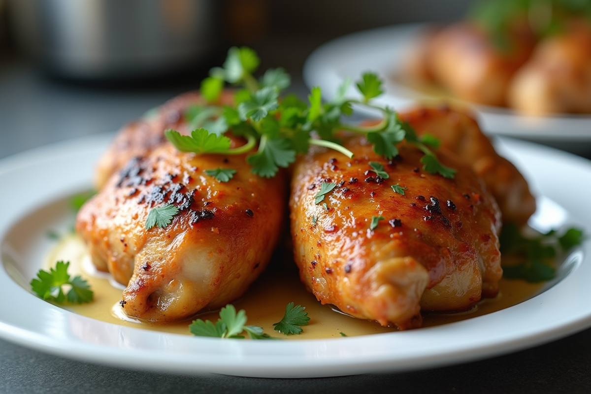 Temps de cuisson optimisé pour des hauts de cuisse de poulet moelleux au Cookeo