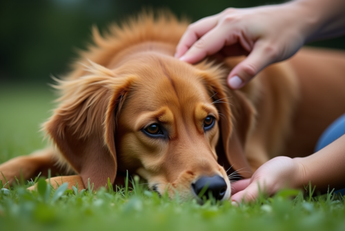 Soins naturels pour la maladie de la peau du chien avec croûtes